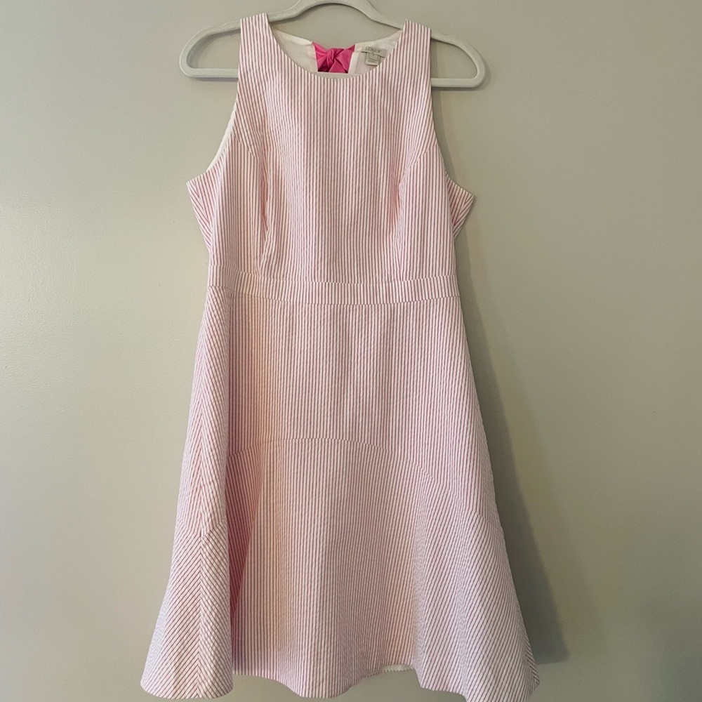 EUC J Crew Seersucker Bow Back Dress (worn once)